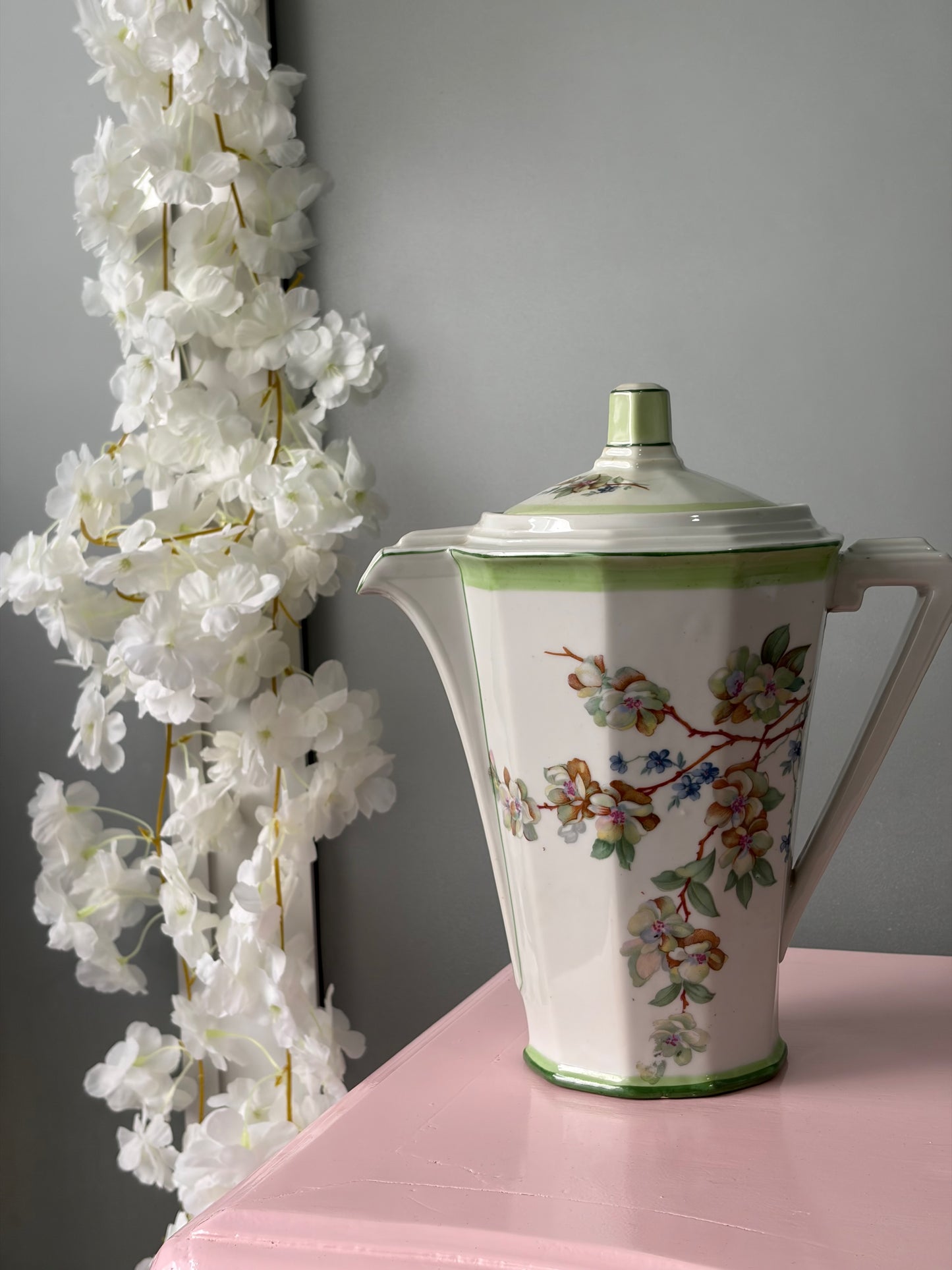 SERVICE À CAFÉ VINTAGE | LISERÉ VERT & FLEURS DE POMMIER