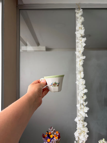 SERVICE À CAFÉ VINTAGE | LISERÉ VERT & FLEURS DE POMMIER