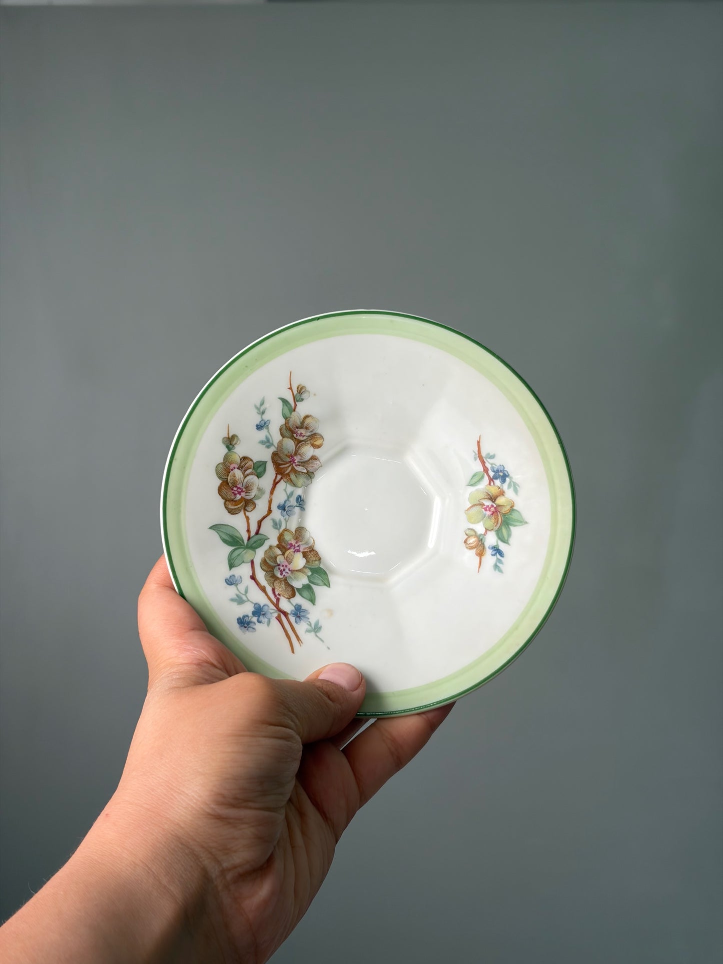 SERVICE À CAFÉ VINTAGE | LISERÉ VERT & FLEURS DE POMMIER