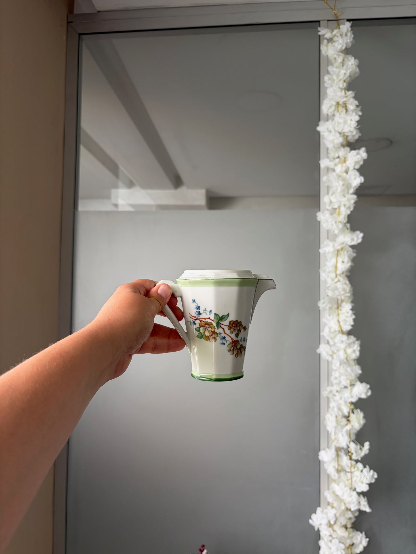 SERVICE À CAFÉ VINTAGE | LISERÉ VERT & FLEURS DE POMMIER
