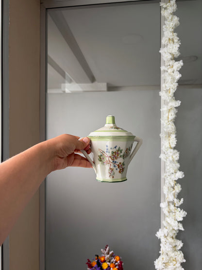 SERVICE À CAFÉ VINTAGE | LISERÉ VERT & FLEURS DE POMMIER