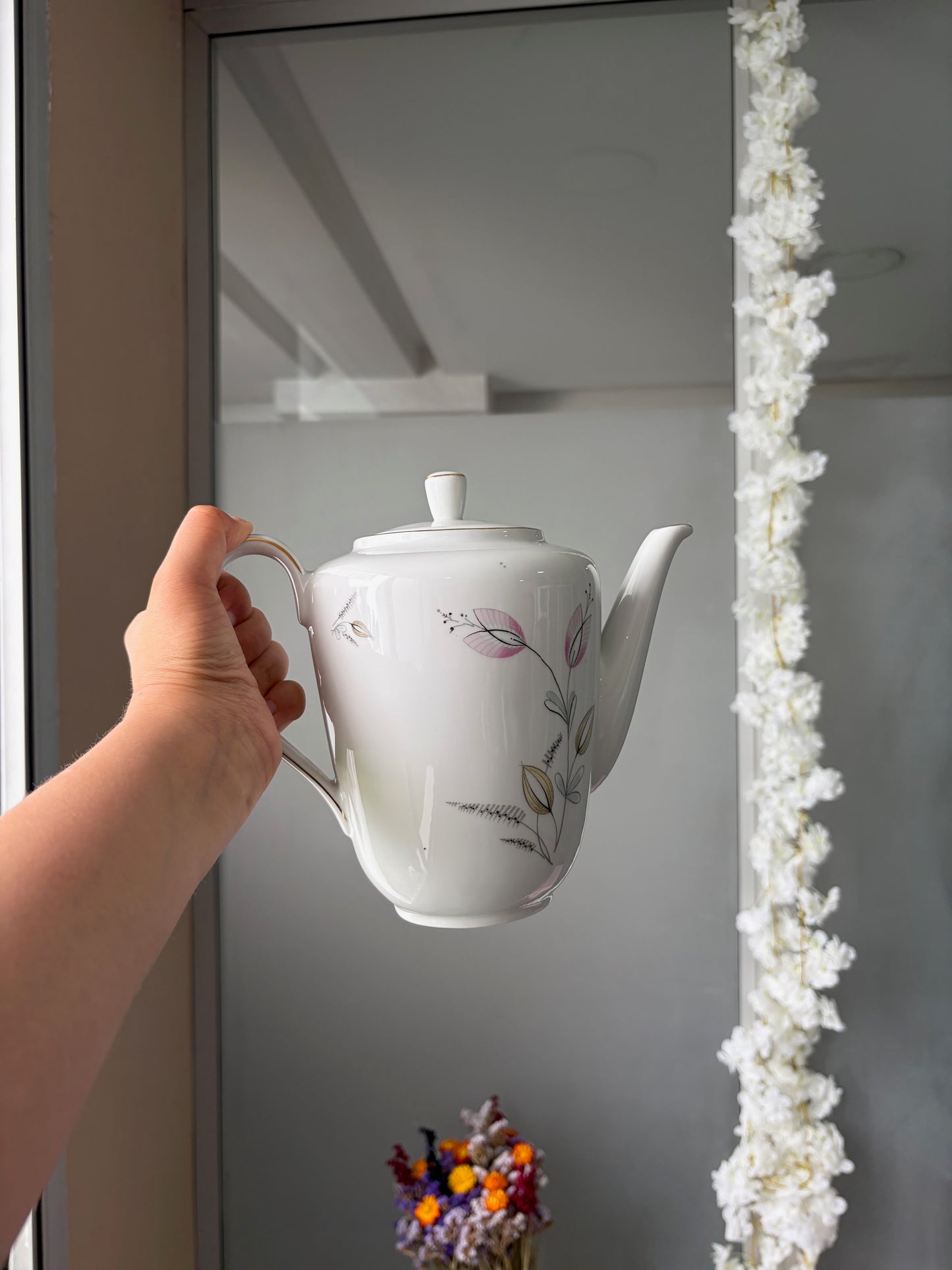 SERVICE À THÉ VINTAGE | FEUILLES ROSES, MADE IN GERMANY