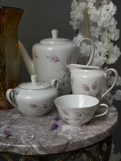 SERVICE À THÉ VINTAGE | FEUILLES ROSES, MADE IN GERMANY