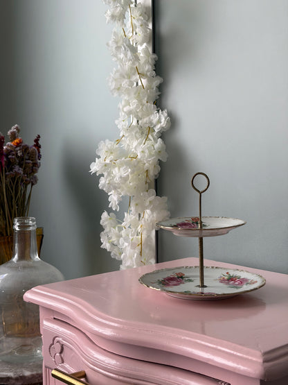 PRÉSENTOIR 2 ÉTAGES VINTAGE | ROSES POURPRES 🌸🍰