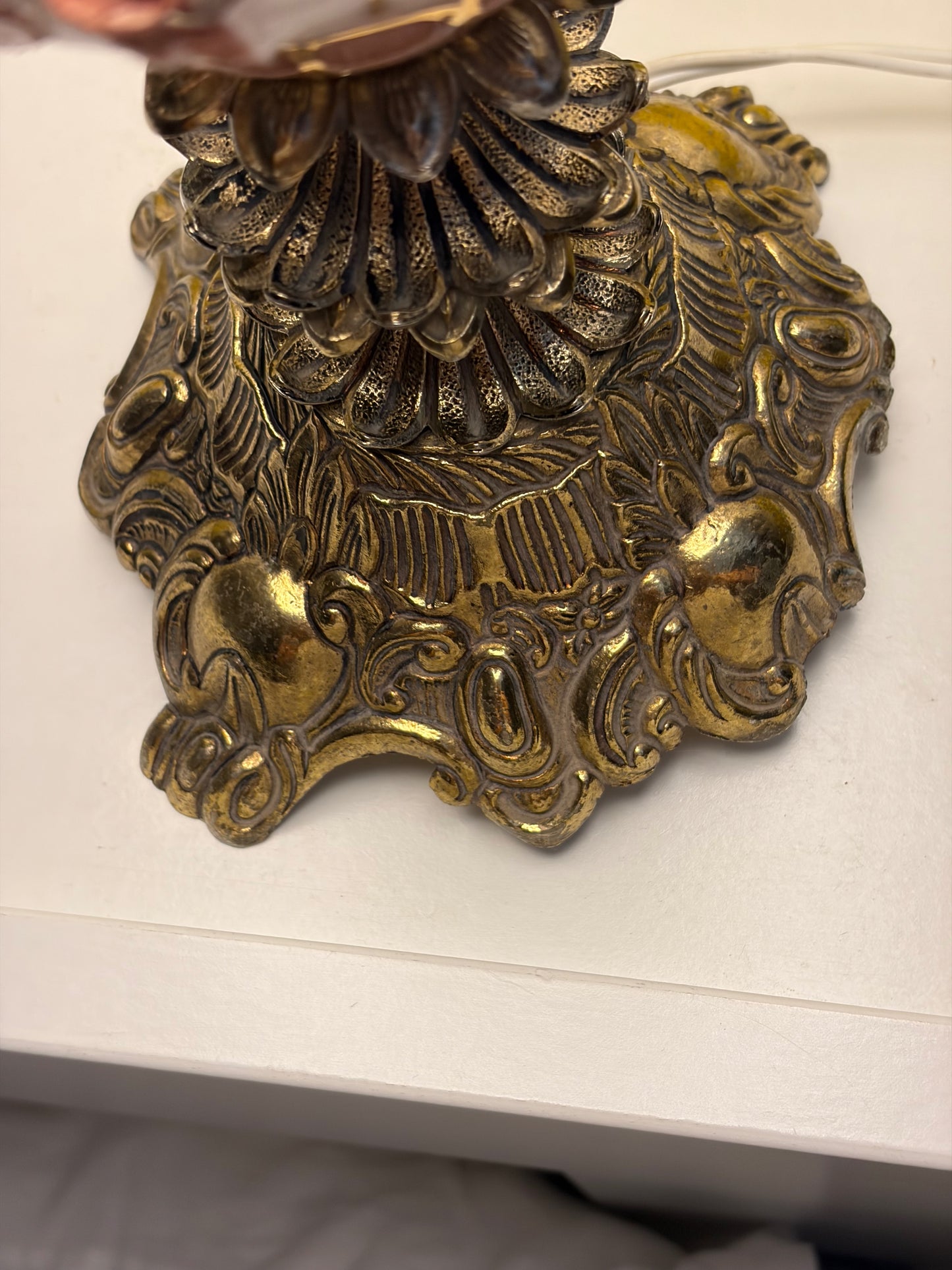 LAMPE GOLDEN PINK 🎀 BAROQUE VINTAGE | BRONZE DORÉ & PORCELAINE FLEURIE