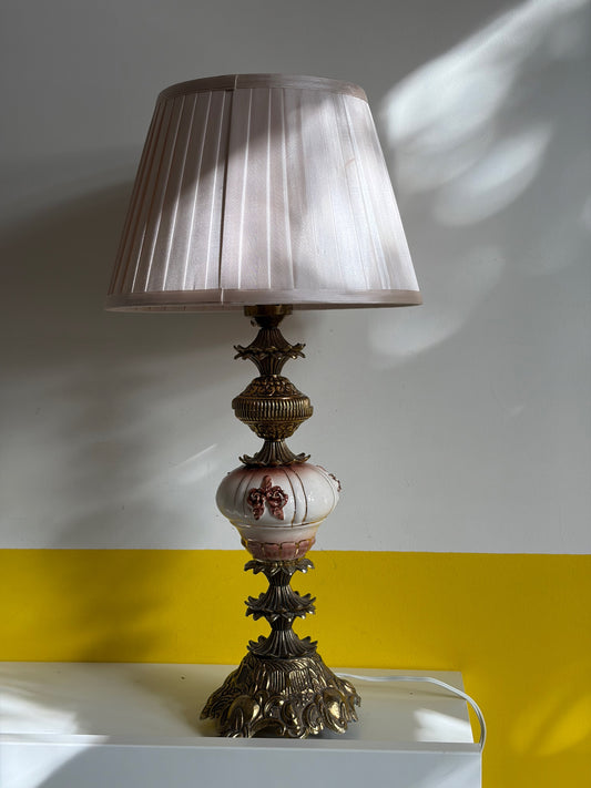 LAMPE GOLDEN PINK 🎀 BAROQUE VINTAGE | BRONZE DORÉ & PORCELAINE FLEURIE
