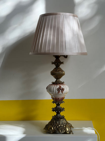 LAMPE GOLDEN PINK 🎀 BAROQUE VINTAGE | BRONZE DORÉ & PORCELAINE FLEURIE