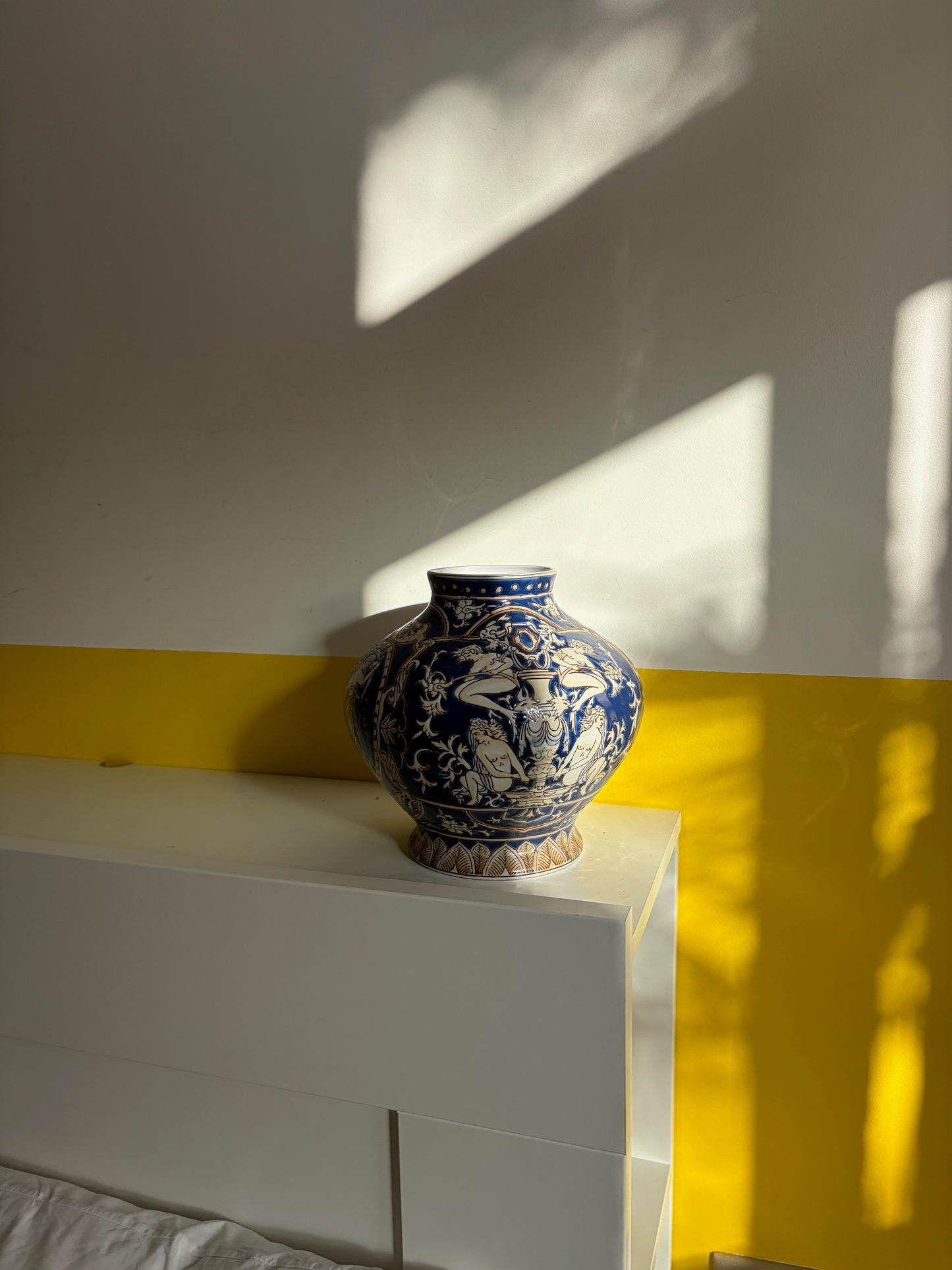 VASE AMPHORE VINTAGE | SCÈNE MYTHOLOGIQUE BLEUE 🏺💙