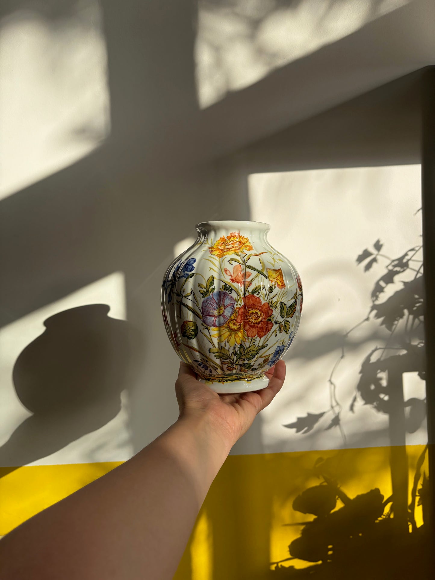 VASE VINTAGE FLEURI | BOUQUET CHAMPÊTRE PEINT MAIN