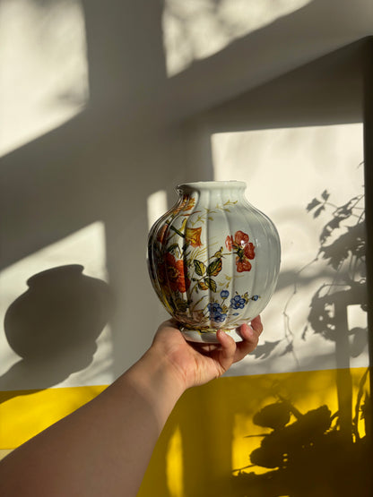 VASE VINTAGE FLEURI | BOUQUET CHAMPÊTRE PEINT MAIN