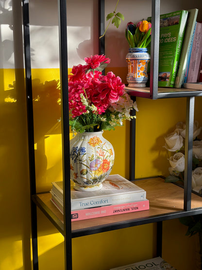 VASE VINTAGE FLEURI | BOUQUET CHAMPÊTRE PEINT MAIN