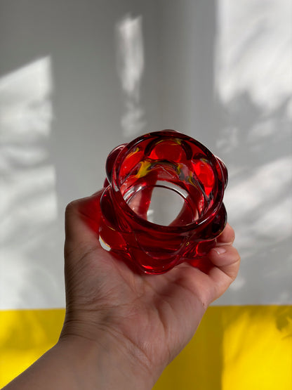 COUPELLE VINTAGE EN VERRE ROUGE SCULPTÉ ❤️🕯️