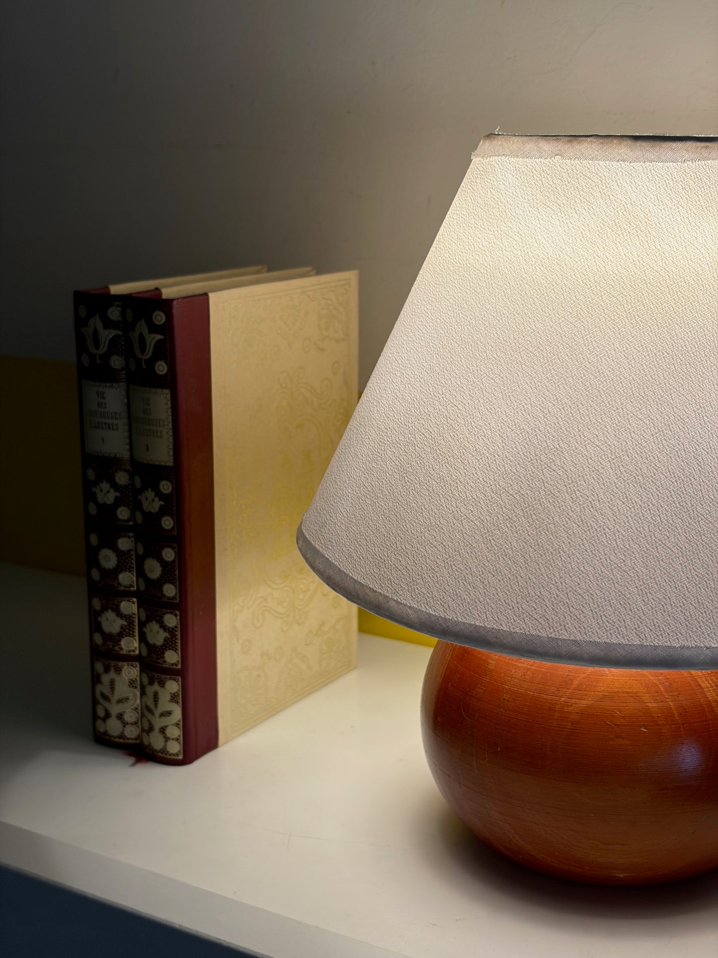 LAMPE VINTAGE EN BOIS | BASE BOULE TERRACOTTA