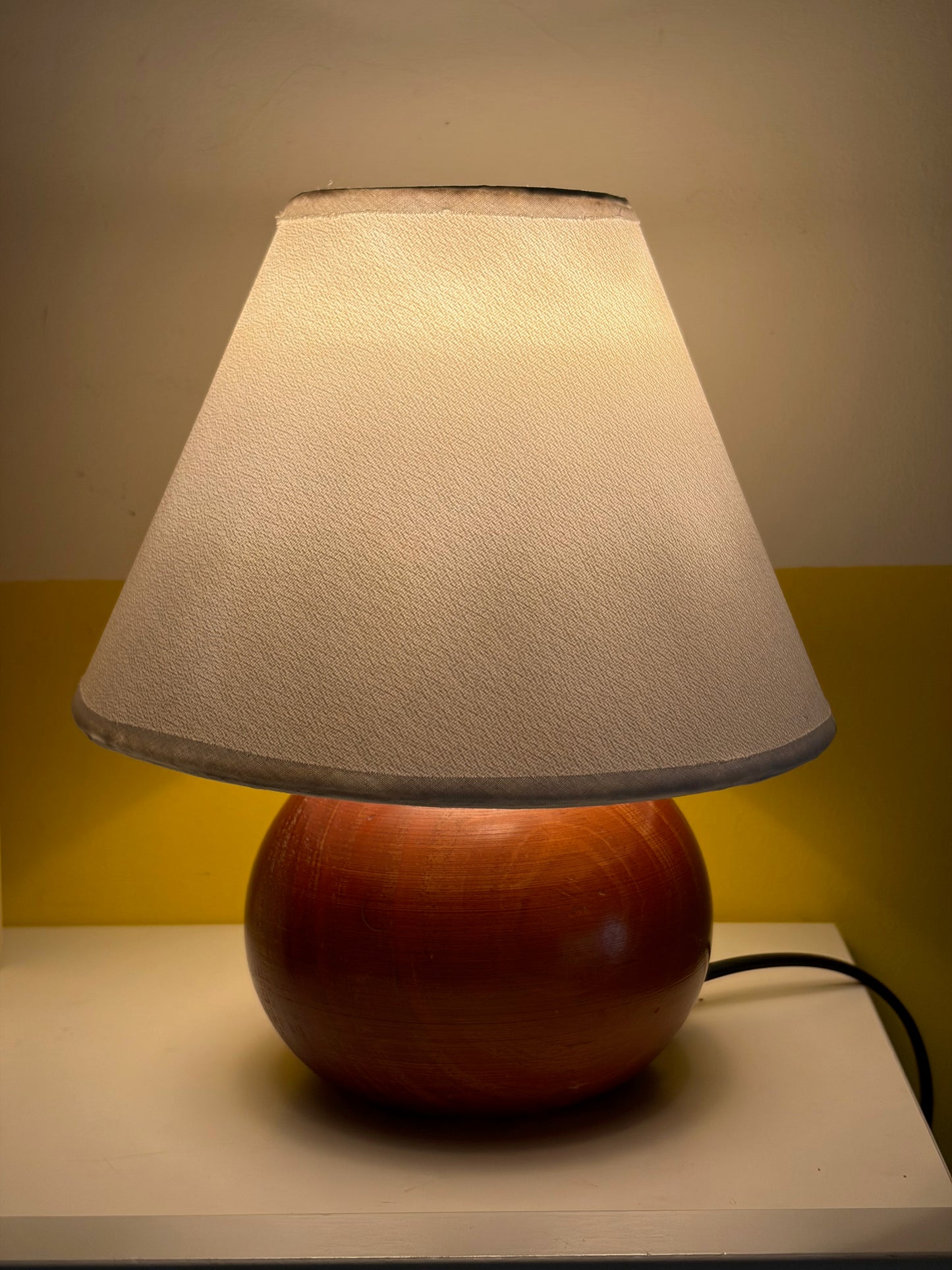 LAMPE VINTAGE EN BOIS | BASE BOULE TERRACOTTA