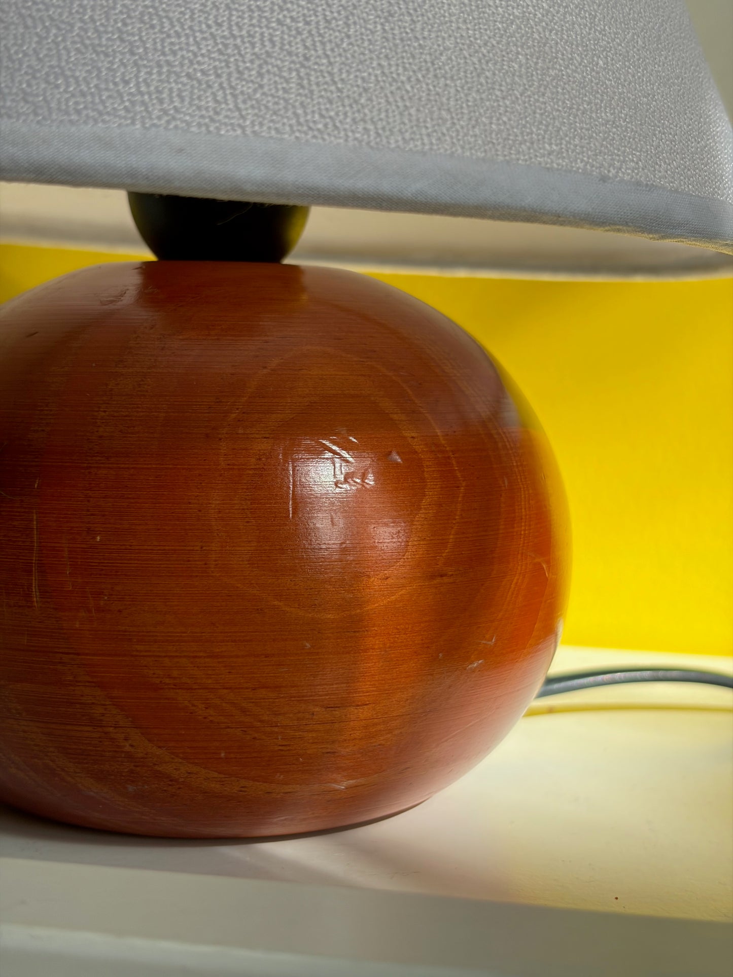 LAMPE VINTAGE EN BOIS | BASE BOULE TERRACOTTA