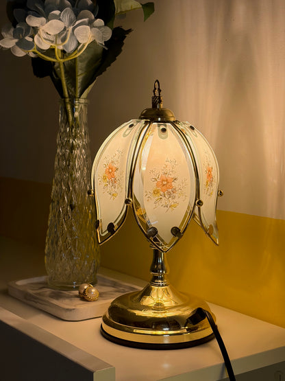 Lampe Vintage Vitraux Fleuris