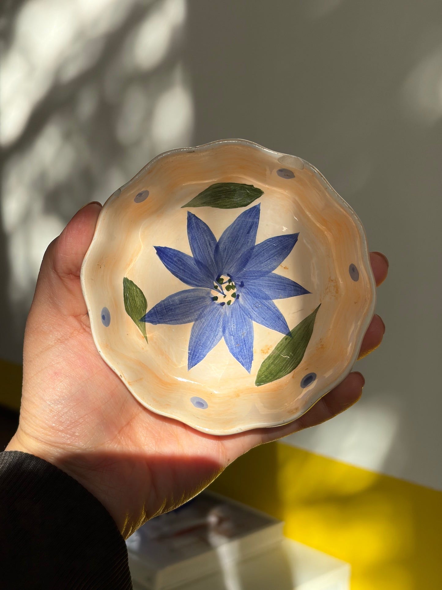 BOL CÉRAMIQUE PEINT MAIN | FLEUR BLEUE