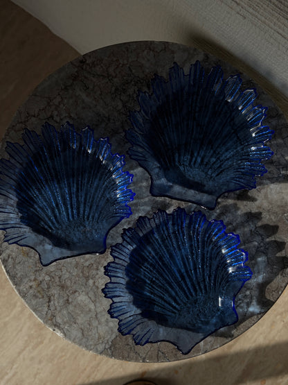COUPES VERRE BLEU COBALT | FORME COQUILLAGE (3 dispos)