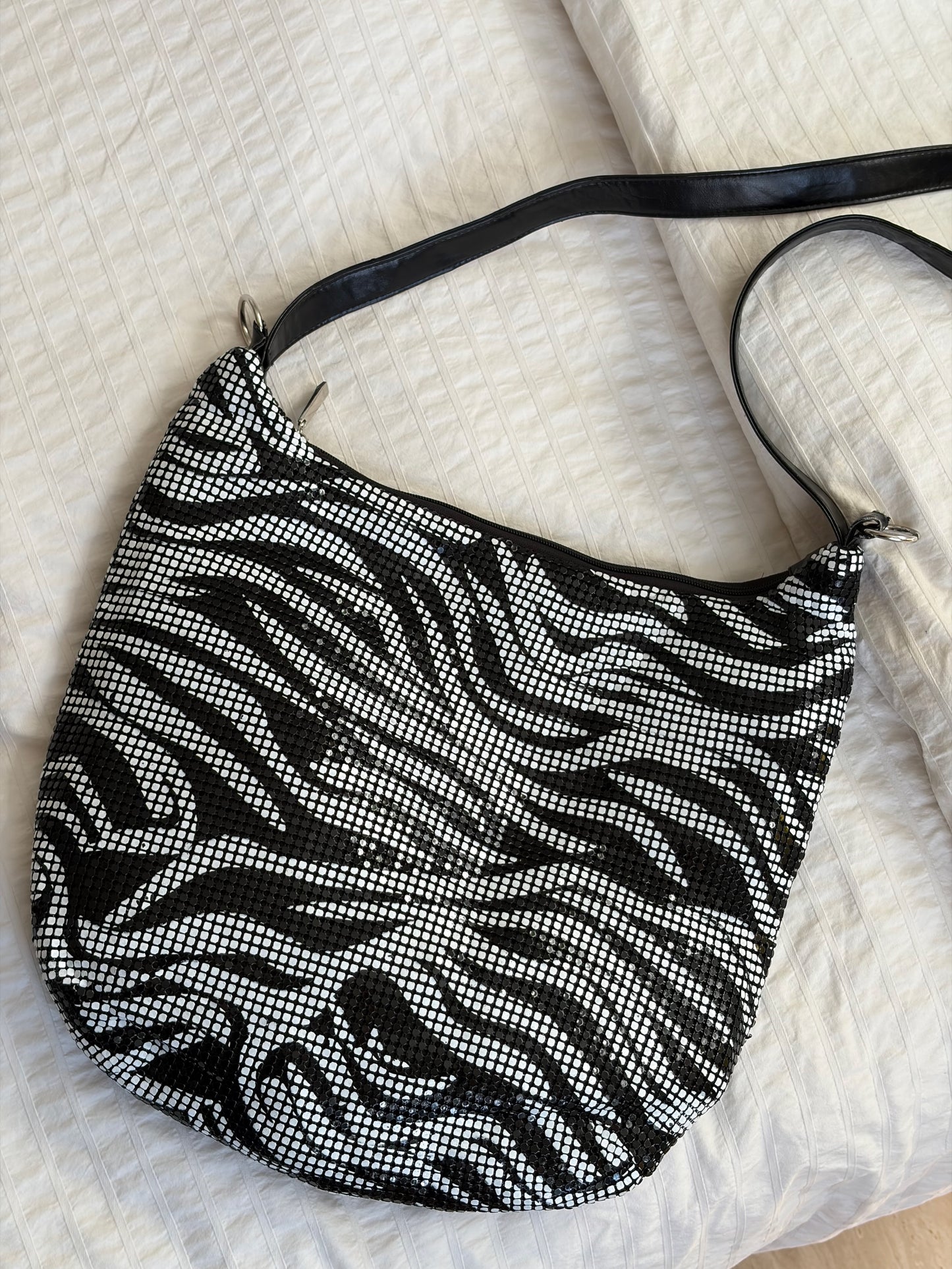 Sac épaule zébré sequins Y2K