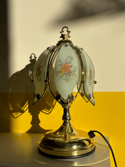 Lampe Vintage Vitraux Fleuris