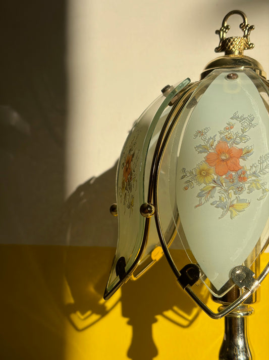 Lampe Vintage Vitraux Fleuris
