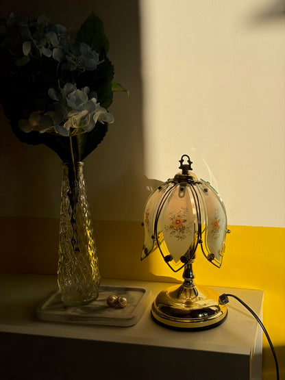 Lampe Vintage Vitraux Fleuris