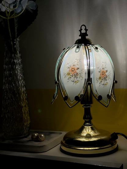 Lampe Vintage Vitraux Fleuris
