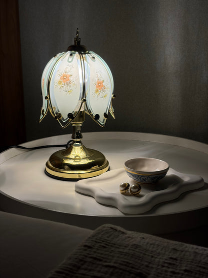 Lampe Vintage Vitraux Fleuris