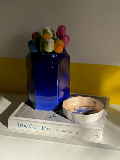 BOL CÉRAMIQUE PEINT MAIN | FLEUR BLEUE