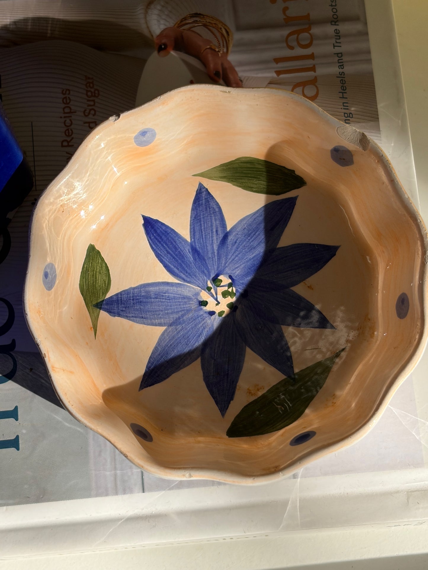 BOL CÉRAMIQUE PEINT MAIN | FLEUR BLEUE