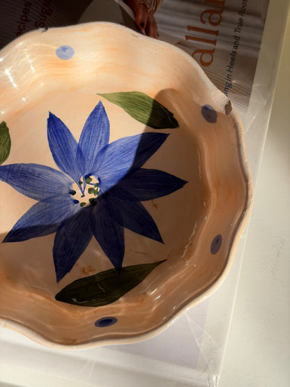 BOL CÉRAMIQUE PEINT MAIN | FLEUR BLEUE