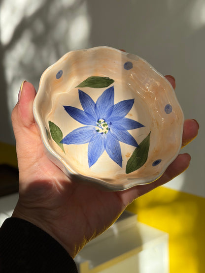 BOL CÉRAMIQUE PEINT MAIN | FLEUR BLEUE