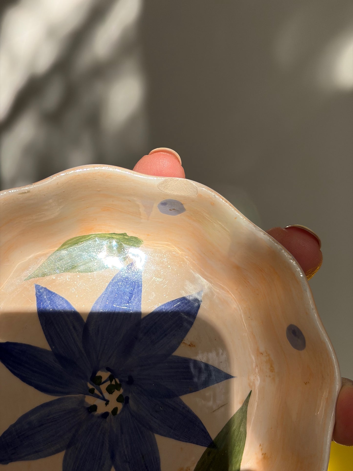 BOL CÉRAMIQUE PEINT MAIN | FLEUR BLEUE