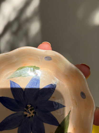BOL CÉRAMIQUE PEINT MAIN | FLEUR BLEUE