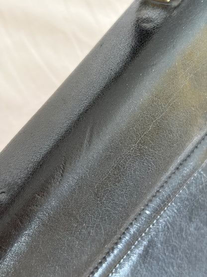 SAC À MAIN CUIR NOIR VINTAGE | FERMOIR DORÉ