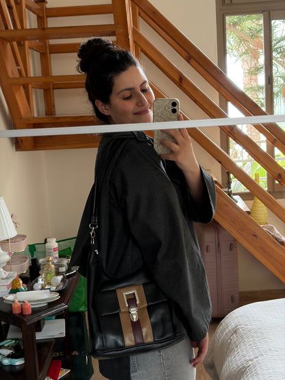 SAC HOBO NOIR VINTAGE | POCHE COLORBLOCK