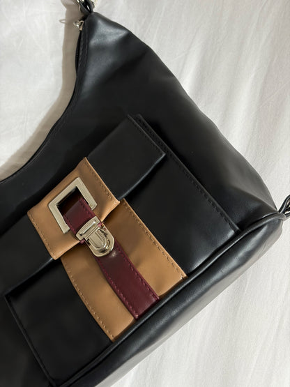SAC HOBO NOIR VINTAGE | POCHE COLORBLOCK