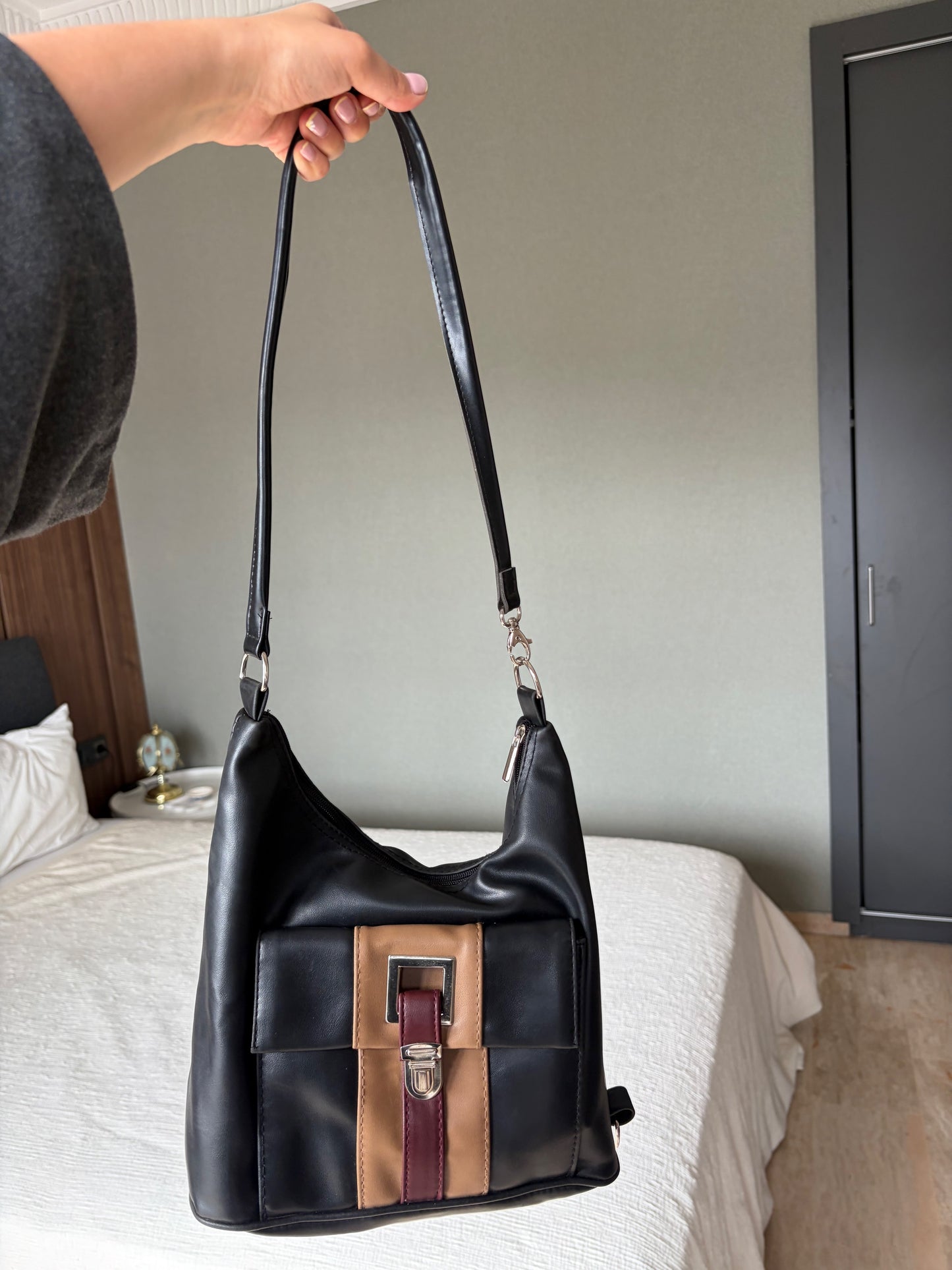 SAC HOBO NOIR VINTAGE | POCHE COLORBLOCK