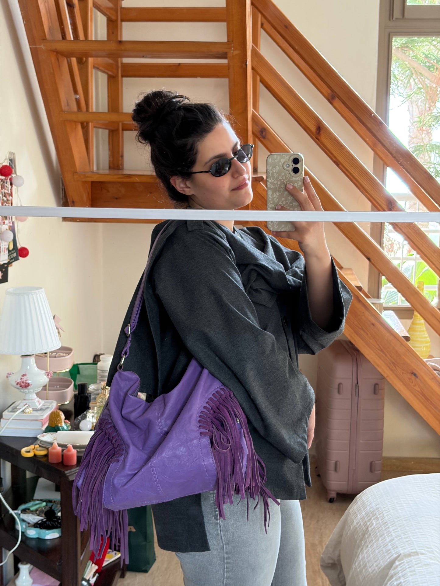 SAC HOBO VIOLET À FRANGES | VINTAGE