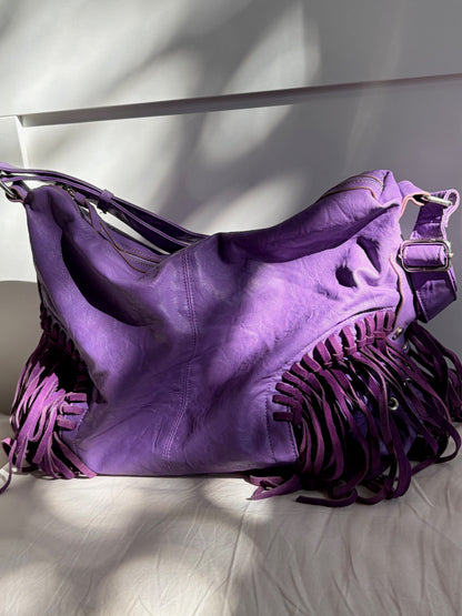 SAC HOBO VIOLET À FRANGES | VINTAGE