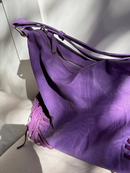 SAC HOBO VIOLET À FRANGES | VINTAGE