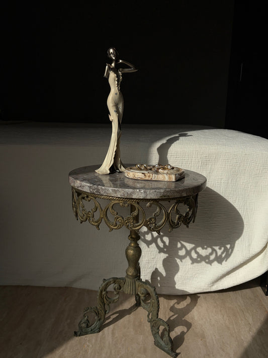 GUÉRIDON MARBRE & FONTE BAROQUE | VINTAGE