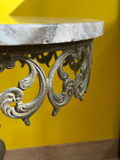 GUÉRIDON MARBRE & FONTE BAROQUE | VINTAGE
