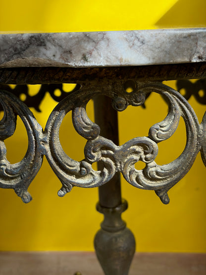 GUÉRIDON MARBRE & FONTE BAROQUE | VINTAGE