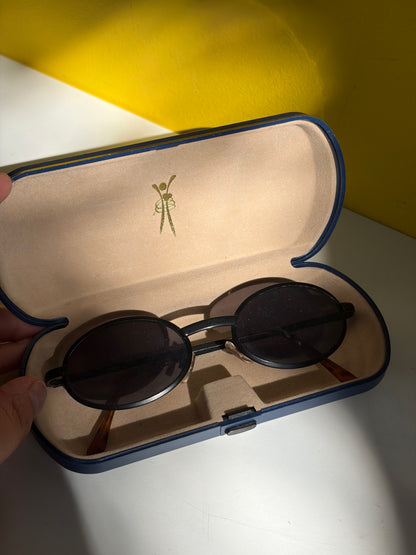 Étui à lunettes vintage bleu marine