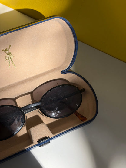 Étui à lunettes vintage bleu marine