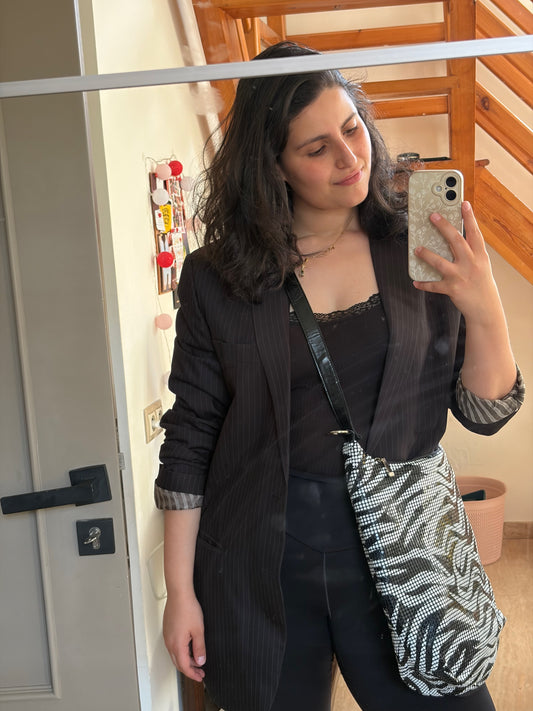 Sac épaule zébré sequins Y2K