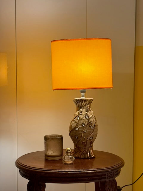 LAMPE CÉRAMIQUE FEUILLAGE DORÉ VINTAGE 💡