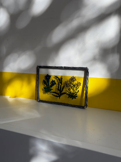 TABLEAU VERRE PEINT FLEURS ALPINES | VINTAGE 💙