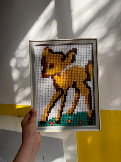 BRODERIE POINT DE CROIX FOAN ENCADRÉE | FAIT MAIN 🦌✨